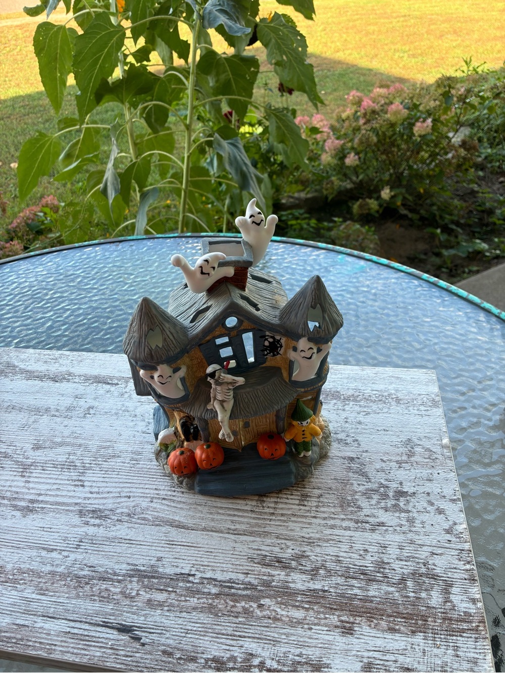 Halloween Tea Light Haunted House with Ghosts, Pumpkins, Bats and Spiders